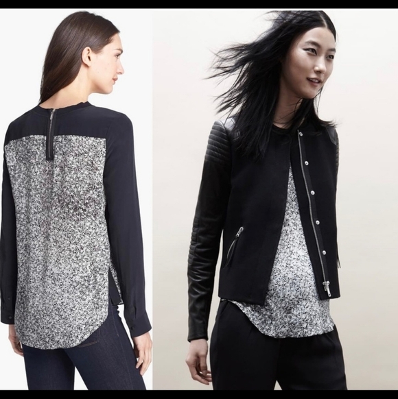 Rebecca Taylor Black and Gray Long Sleeve Top - Picture 2 of 11